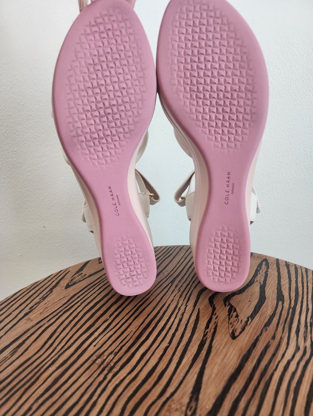 Cole Haan Grand Ambition Addison Strappy Wedge Sandals White Pink Women's Size 7 - Picture 15 of 16